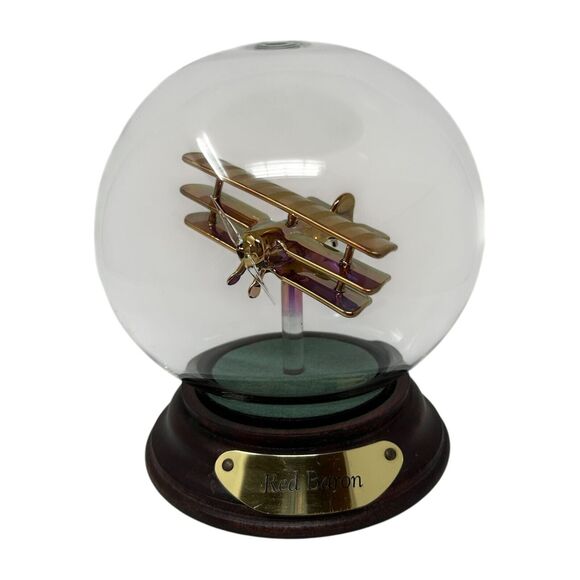 Vintage Mayflower Glass Sculpture Red Baron Airplane Globe Dome 4.5" Tall Decor - Picture 1 of 16